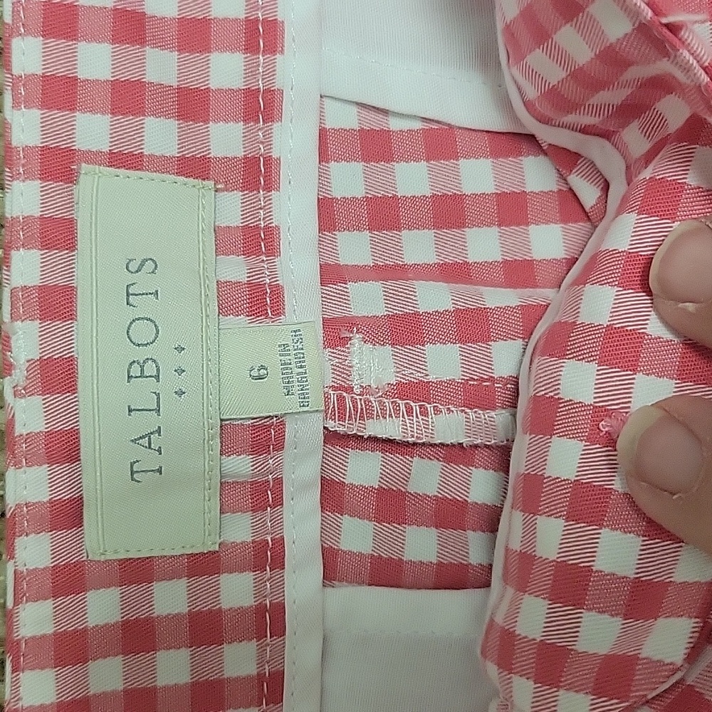 Talbots Pink Gingham Checkered Pants - Picture 2 of 4